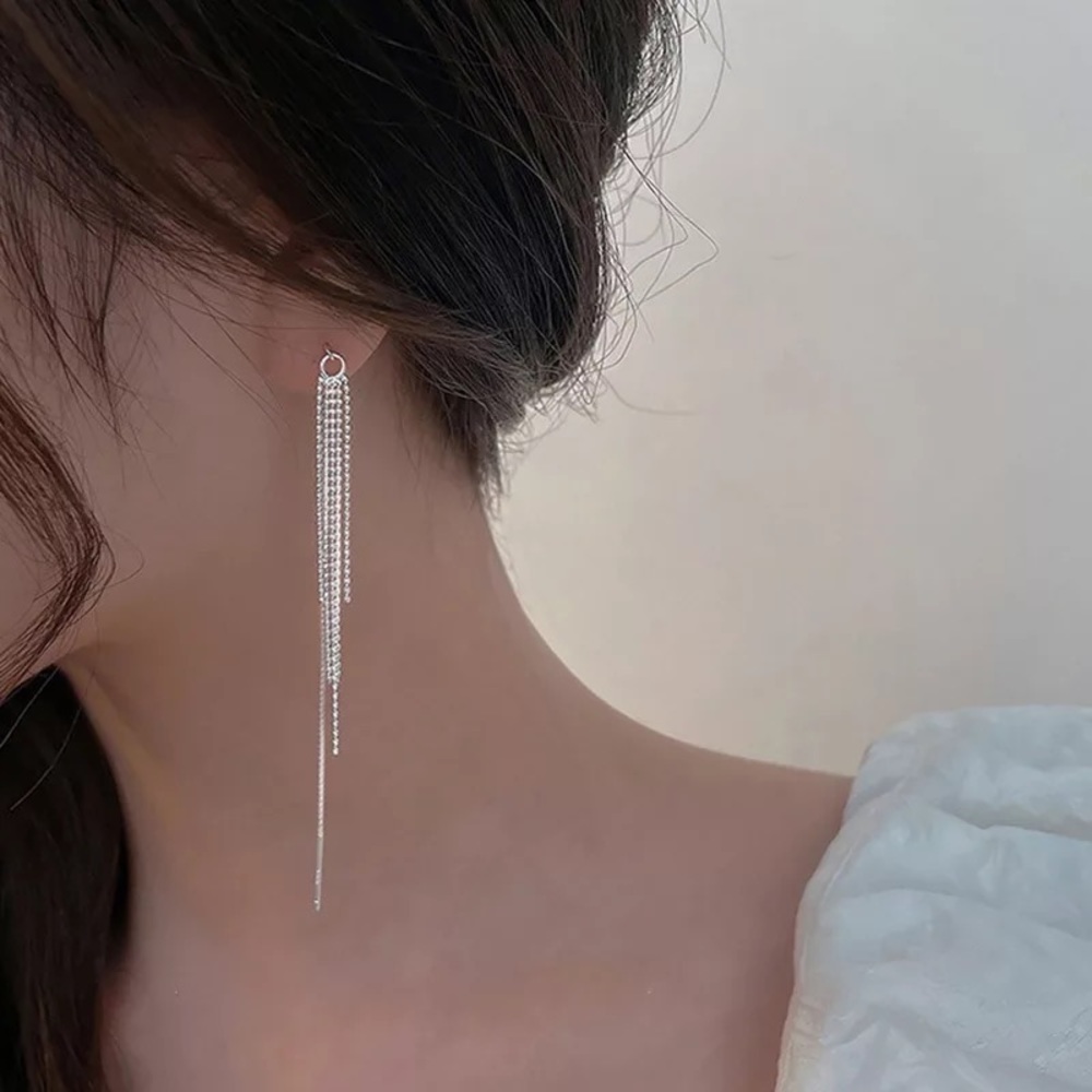 New Sterling Silver 925 Tassel Threader Earrings set